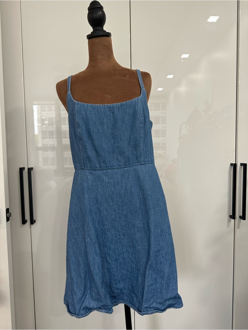 Old Navy Blue Denim Spaghetti-Strap Mini Dress with Pockets